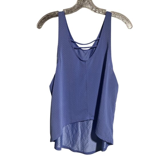 Nike Womens DriFit Breathe Running Tank Top M Lightweight Purple Mesh High Low - Picture 2 of 8
